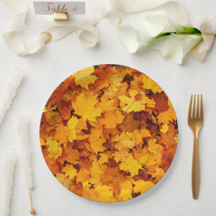 Autumn Maple Leaves Paper Plate
