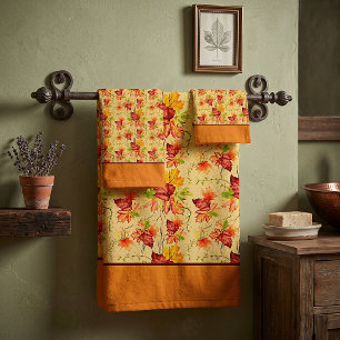 Autumn maple leaves pattern bath towel set