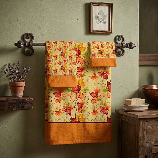 Autumn maple leaves pattern  bath towel set (Creator Uploaded)