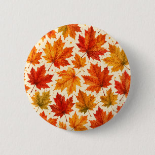 Autumn Maple Leaves Pattern Fall Orange Red Leaf 6 Cm Round Badge