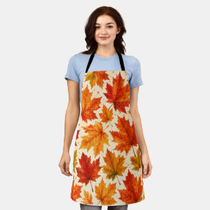 Autumn Maple Leaves Pattern Fall Orange Red Leaf Apron