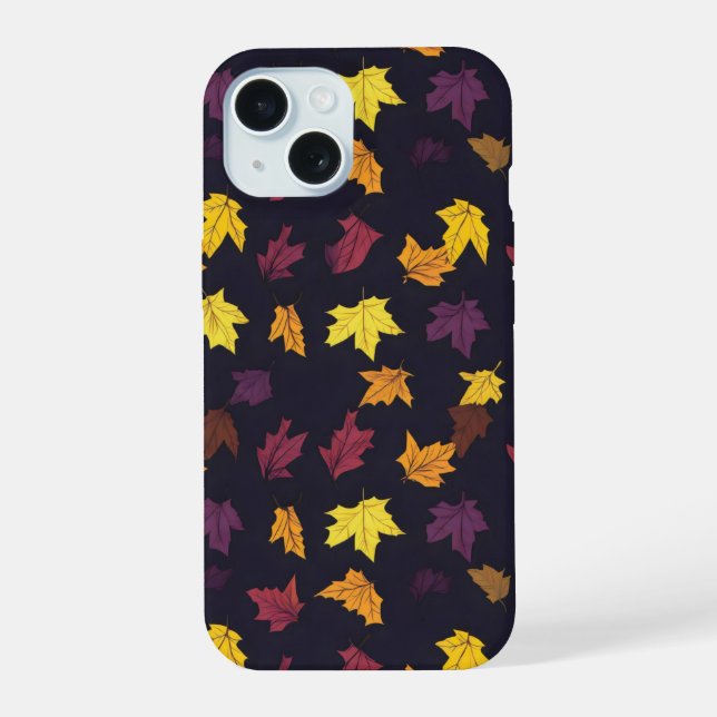 Autumn Maple Leaves Pattern iPhone 15 Case (Back)