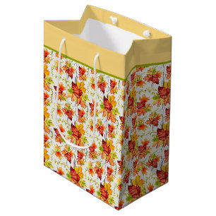 Autumn maple leaves pattern medium gift bag