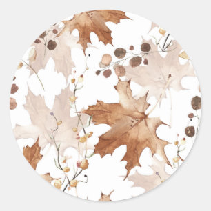 Autumn Maple Leaves Pattern Thanksgiving Classic Round Sticker