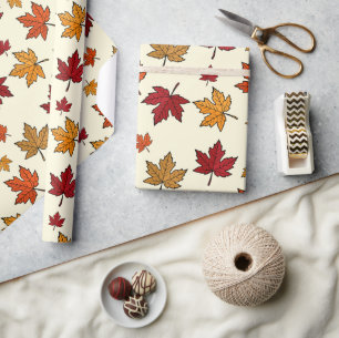 Autumn Maple Leaves Pattern Thanksgiving Gift Wrapping Paper