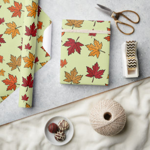 Autumn Maple Leaves Pattern Thanksgiving Gift Wrapping Paper