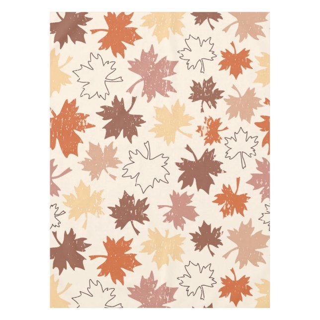 Autumn maple leaves, red brown thanksgiving tablecloth (Front)