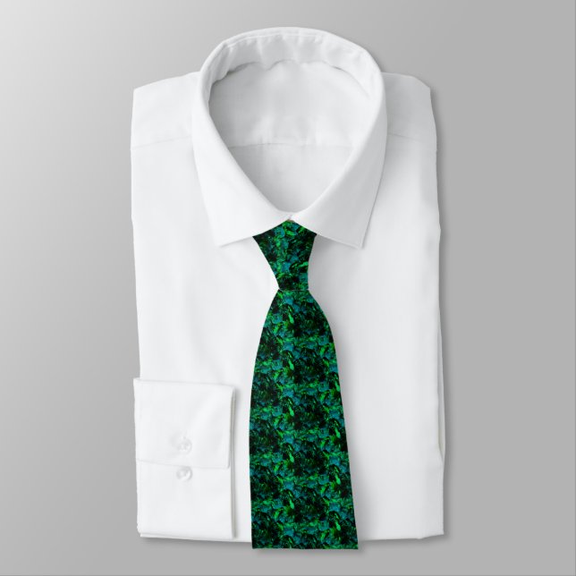 Autumn Maple Leaves Tie - Green (Tied)