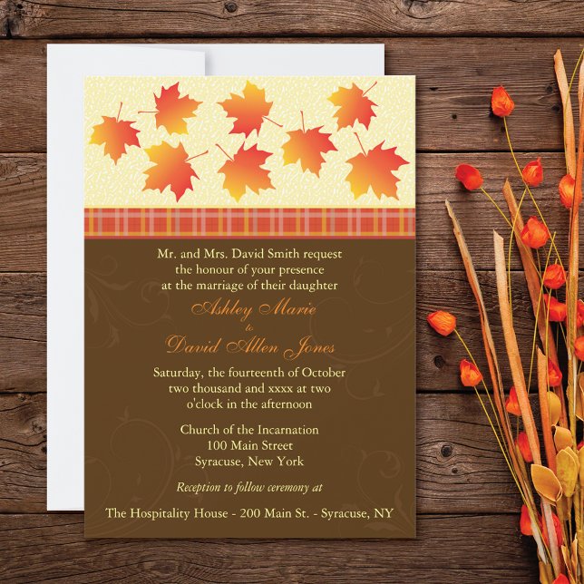 Autumn Maple Leaves Wedding Invitation (Creator Uploaded)