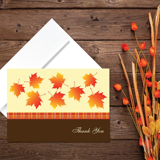 Autumn Maple Leaves Wedding Thank You Card (Creator Uploaded)