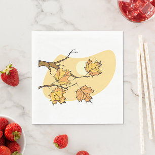 Autumn Maple Leaves with Branches and Sunset  Napkin