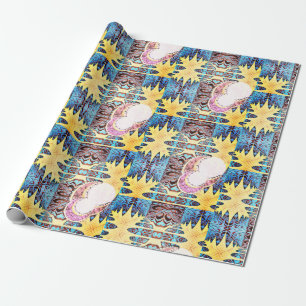 Autumn Maple Pattern and Moons Wrapping Paper