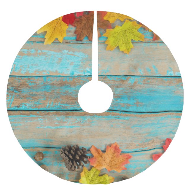 Autumn Maple: Pinecone Nature Frame. Brushed Polyester Tree Skirt (Front)