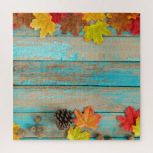 Autumn Maple: Pinecone Nature Frame. Jigsaw Puzzle