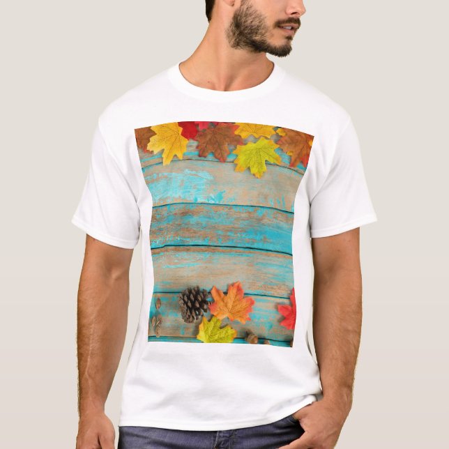Autumn Maple: Pinecone Nature Frame. T-Shirt (Front)