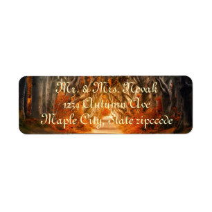 Autumn maple tree forest fall woods orange brown  return address label