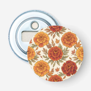 Autumn marigold flower pattern bottle opener