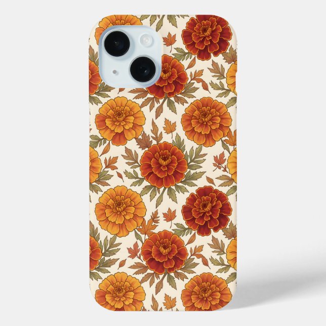 Autumn marigold flower pattern Case-Mate iPhone case (Back)
