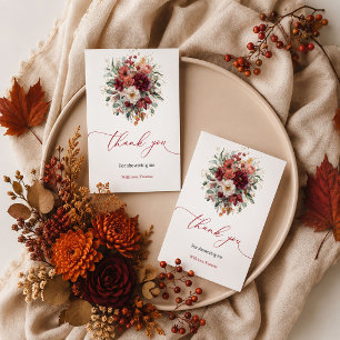 Autumn marsala greenery floral thank you card fall