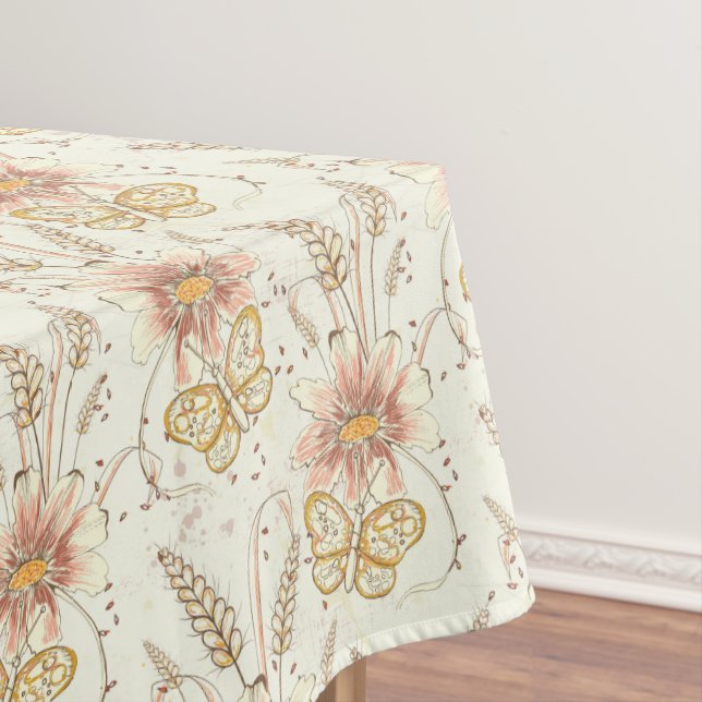 Autumn Meadow Butterflies Cotton Tablecloth (In Situ)