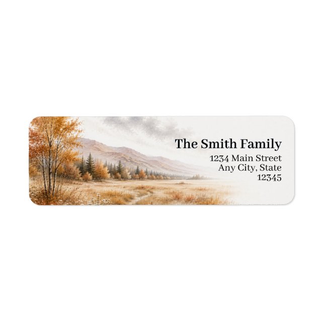 Autumn Meadow Return Address Labels Fall Mountains (Front)