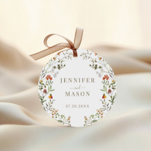 Autumn Meadow Wildflower Wedding Bride Groom Classic Round Sticker