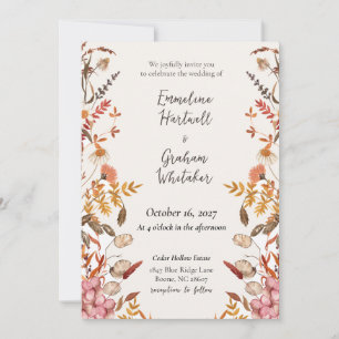 Autumn Meadow Wildflower Wedding Invitation