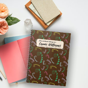 Autumn Mimosa Leaves on Dark Oak Notebook
