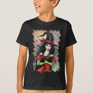 Autumn Mischief  Halloween Witch and Balck Cat T-Shirt