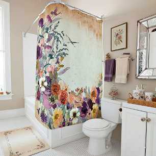 Autumn mixed watercolor floral  shower curtain