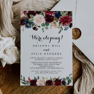 Autumn Modern Calligraphy Elopement Reception Invitation
