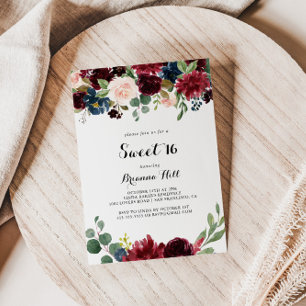 Autumn Modern Calligraphy Sweet 16 Birthday Party Invitation