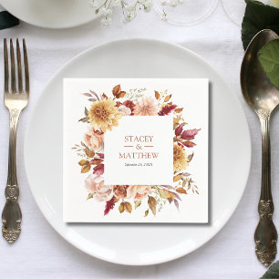 Autumn Modern Terracotta Square Wedding Napkin