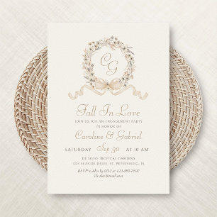 Autumn Monogram Minimalist Engagement Party Invitation