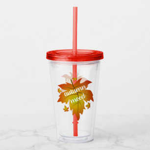 Autumn mood typography maple leaves acrylic tumbler