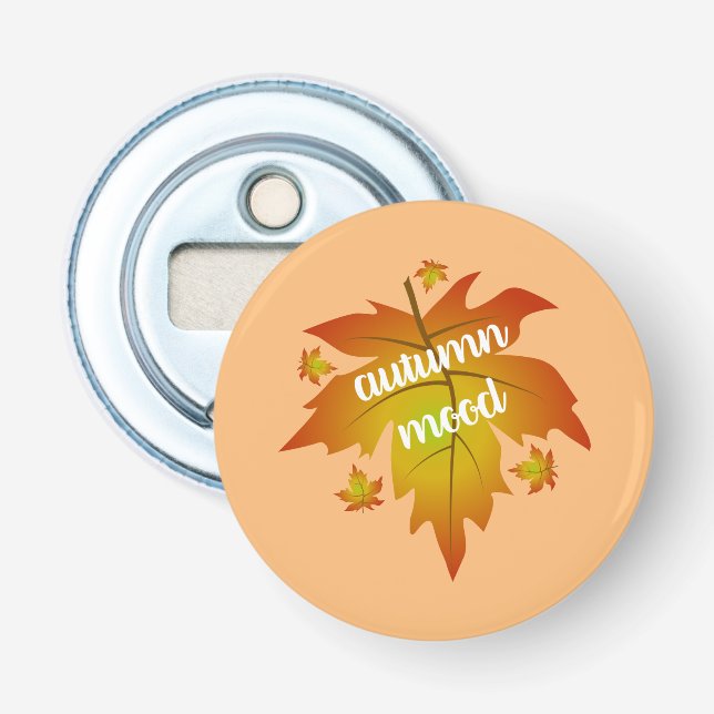 Autumn mood typography maple leaves   bottle opener (Front)
