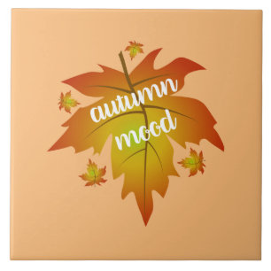 Autumn mood typography maple leaves ceramic tile