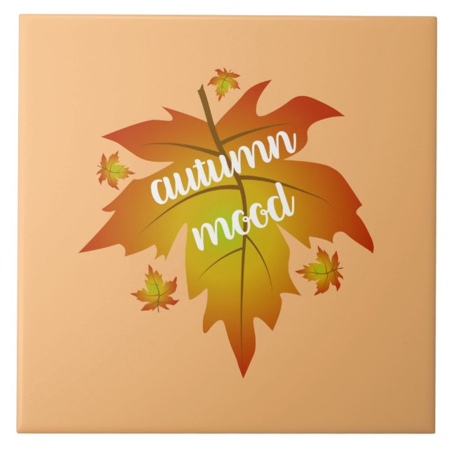Autumn mood typography maple leaves  ceramic tile (Front)
