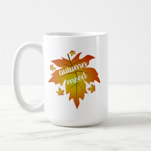 Autumn mood typography maple leaves  coffee mug