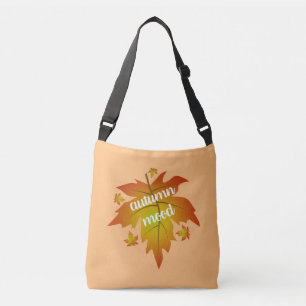 Autumn mood typography maple leaves crossbody bag