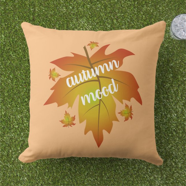 Autumn mood typography maple leaves cushion (Grass)
