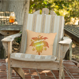 Autumn mood typography maple leaves cushion