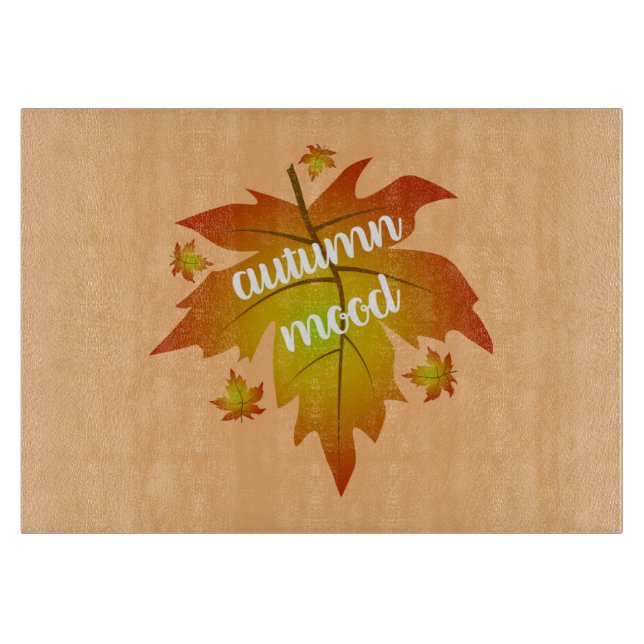 Autumn mood typography maple leaves  cutting board (Front)
