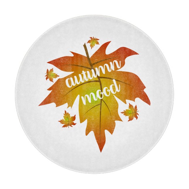 Autumn mood typography maple leaves  cutting board (Front)