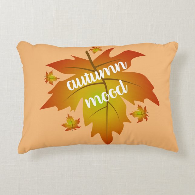 Autumn mood typography maple leaves   decorative cushion (Front)