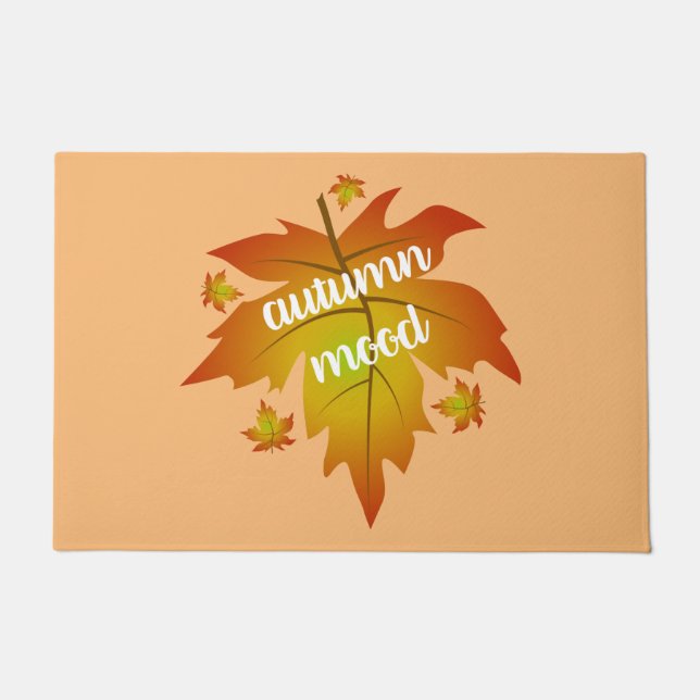 Autumn mood typography maple leaves  doormat (Front)