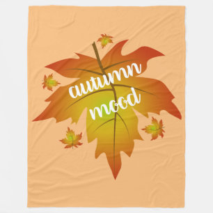 Autumn mood typography maple leaves   fleece blanket