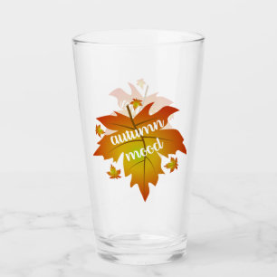 Autumn mood typography maple leaves glass