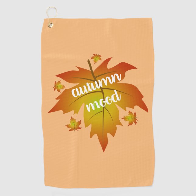 Autumn mood typography maple leaves   golf towel (Front)