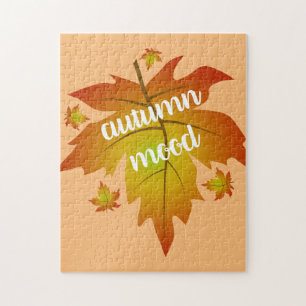 Autumn mood typography maple leaves jigsaw puzzle